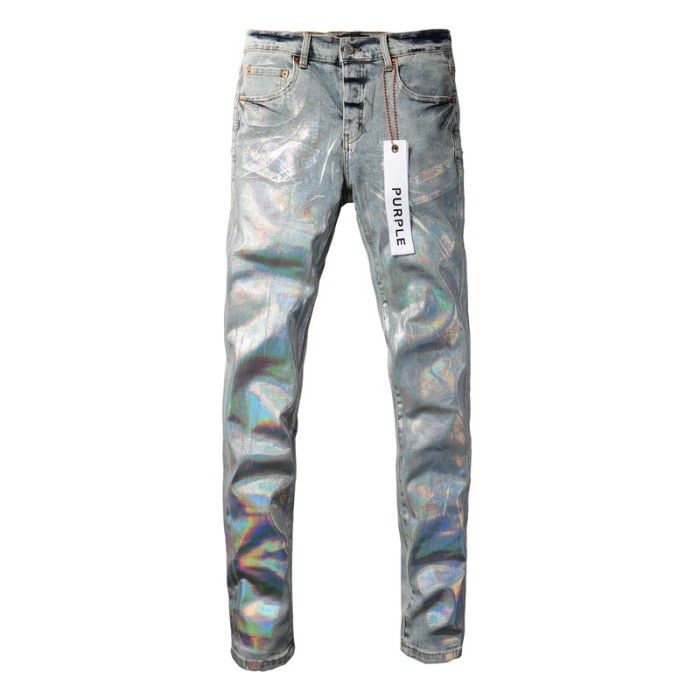 Distressed Silver Coated Jeans
