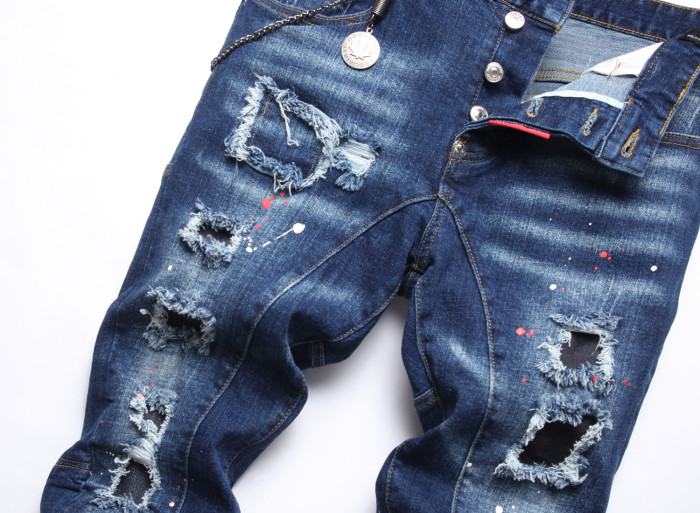 Distressed Patches and Paint Splatter Skinny Jeans
