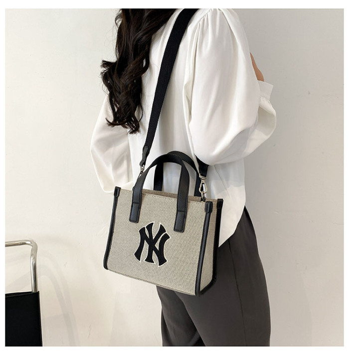 NY Letter Embroidery Casual Single Shoulder Crossbody Handbag Tote Bag