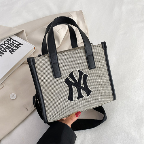 NY Letter Embroidery Casual Single Shoulder Crossbody Handbag Tote Bag