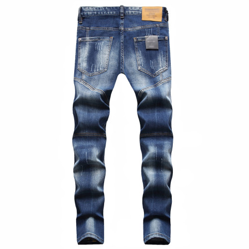 Distressed Zip-Embellished Slim Fit Men's Jeans