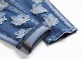 Men's Maple Leaf Patchwork Trendy Slim Fit Jeans