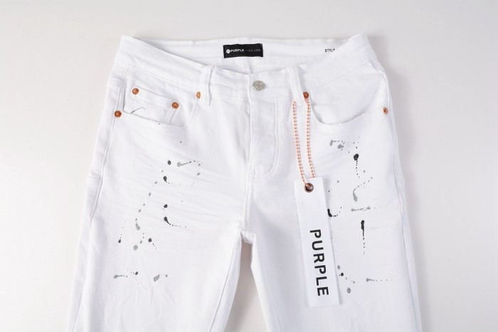 Distressed White Painted Jeans