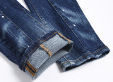 Distressed Patches and Paint Splatter Skinny Jeans