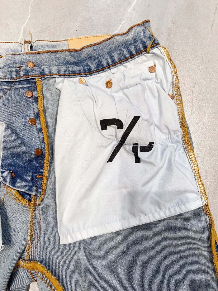 Blue Printed Letter Jeans