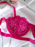 Seductive Embroidered Floral Lace Lingerie Set with Rhinestones