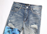 Starry Ripped Design Vintage Blue Jeans for Men