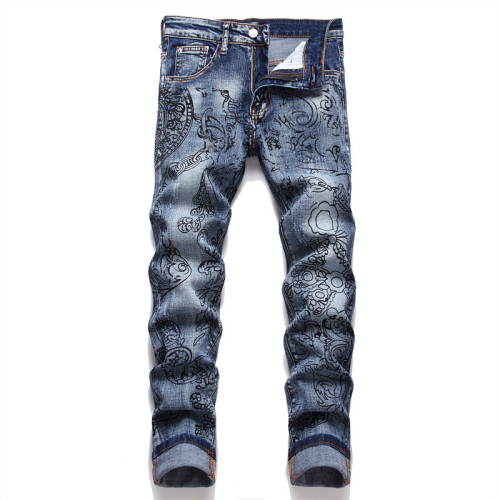 Slim Fit Stretch Men's Cotton Printed Fashion Jeans