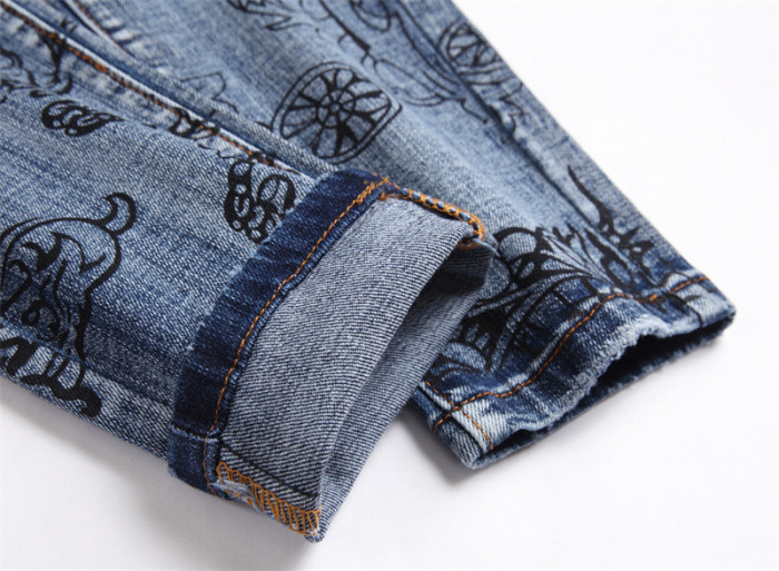 Slim Fit Stretch Men's Cotton Printed Fashion Jeans