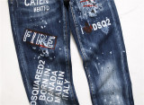 Men's Multiple Badges and Elasticity Slim Fit Distressed Jeans