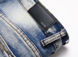 Men's Distressed Painted Embroidered Patch Stretch Skinny Jeans