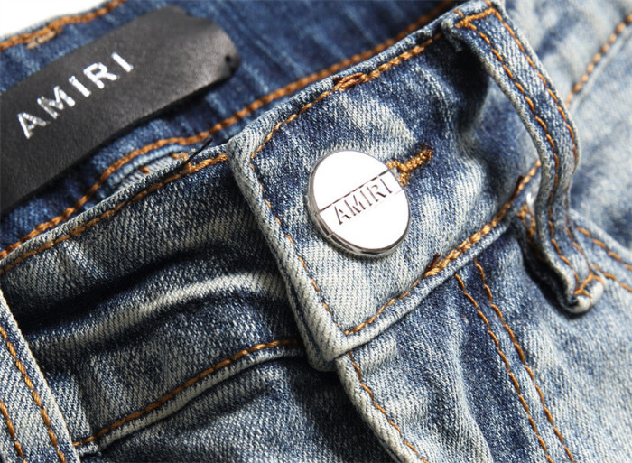 Distressed Details Trendy Printed Elastic Slim Fit Jeans for Men