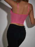 Sparkling Fishbone Steel-Boned Sheer Crop Top
