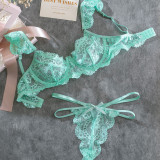 Sexy Lace Eyelash Lace Stitching Women's Lingerie Two-Piece Set