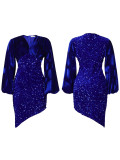 V-neck Velvet Sequin Buttocks Wrapped Formal Dress