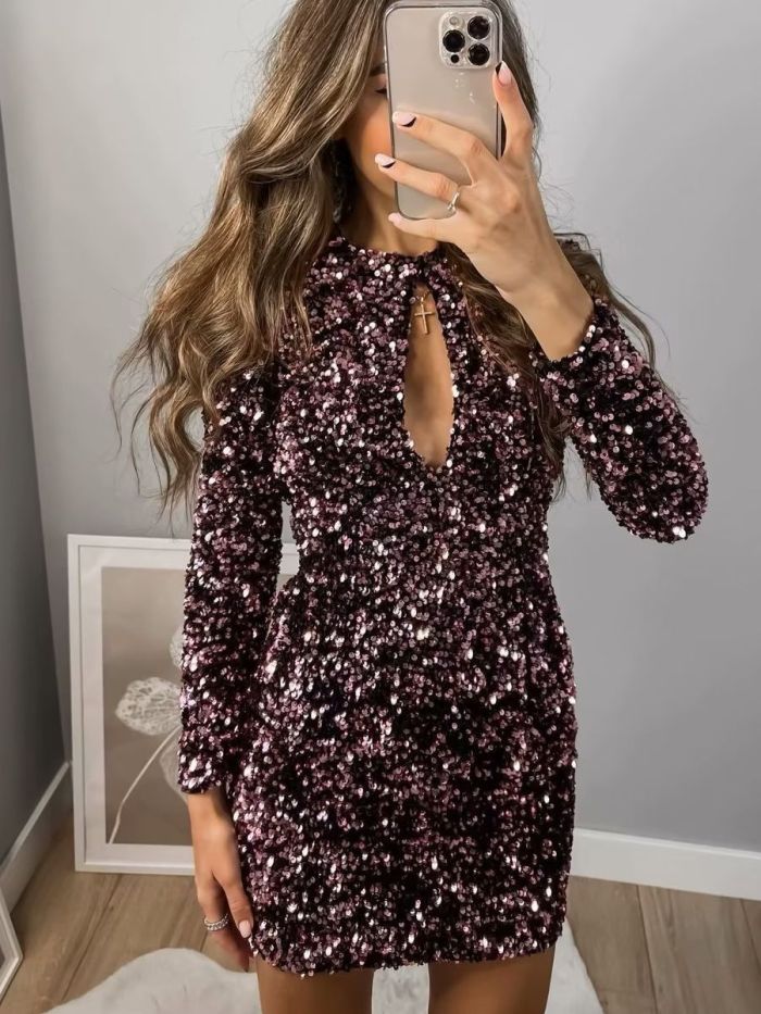 Sequined Open Back Dress
