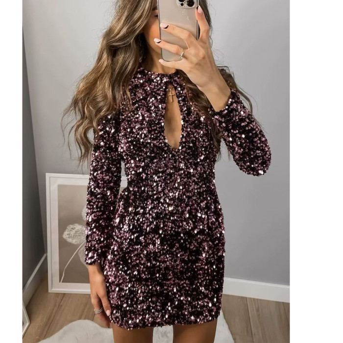 Sequined Open Back Dress