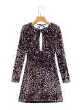 Sequined Open Back Dress