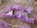 Mesh Transparent Erotic Lingerie Pearl Butterfly Bow Bra Set