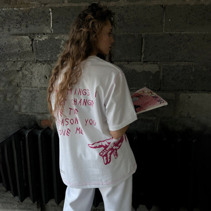 Women's Fashion Letter Printed Short Sleeved T-shirt