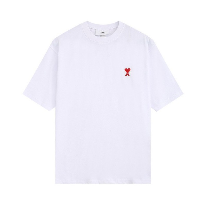 Unisex Cotton Embroidered Peach Heart Round Neck T-shirt