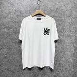 Front and back letter printed round neck short sleeved T-shirt