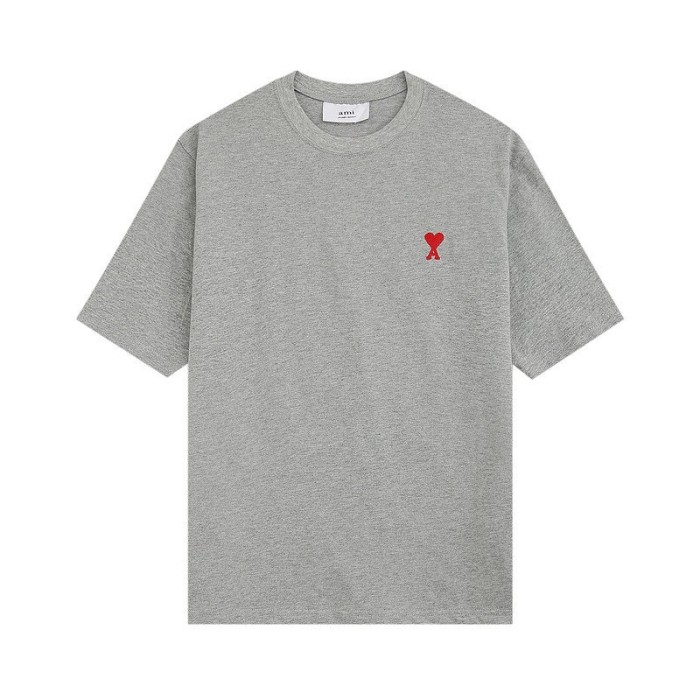 Unisex Cotton Embroidered Peach Heart Round Neck T-shirt