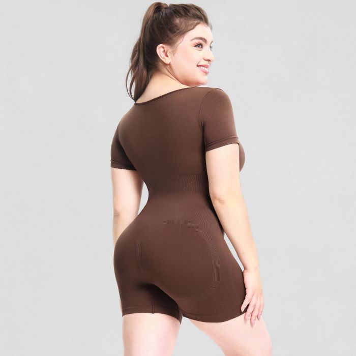 Seamless Short Sleeved Body Shaping Bodysuit