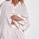 Cotton Sweet Loose Comfortable Long-sleeved Shorts Pajamas Set