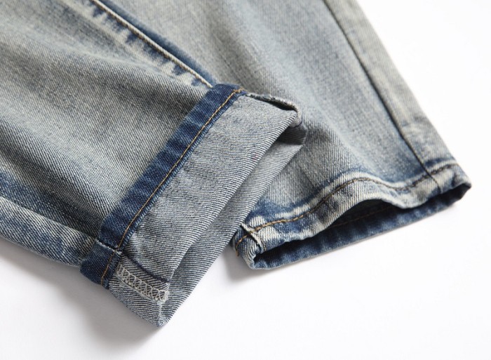 Nostalgic Men's Not elastic Distressed Denim Jeans