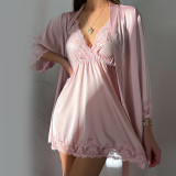 Lace and Satin Babydoll and Robe Set