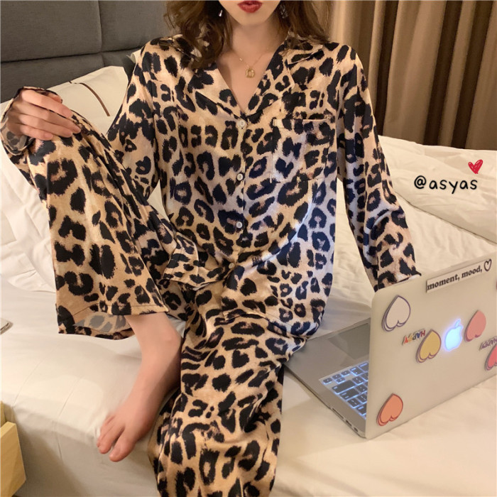 Satin Long-sleeved Pajamas Women's Home Wear Sleepwear
