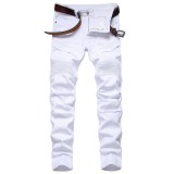 Personalized Men's White Motorcycle Jeans