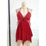 Butterfly Design Lace Satin Sexy Babydoll Robe