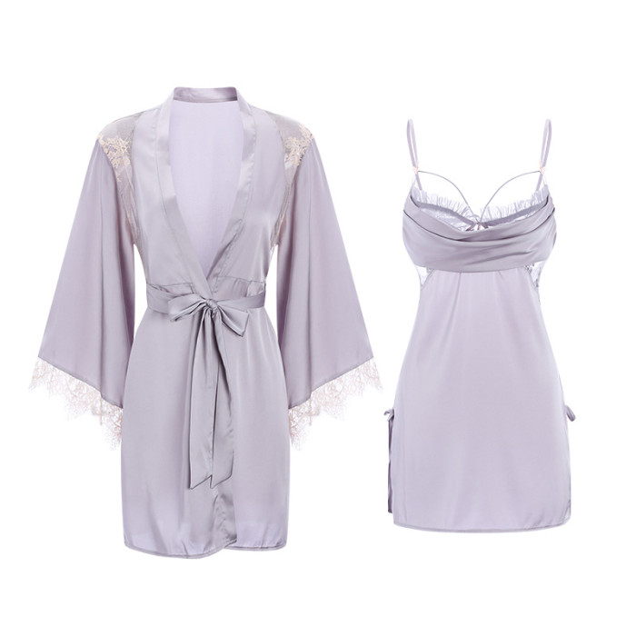Lace Satin Sexy Babydoll and Robe