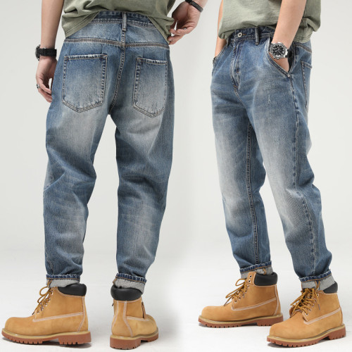 Men's Vintage Jeans in Distressed No Stretch Destroyed Carrot Trousers Jeans
