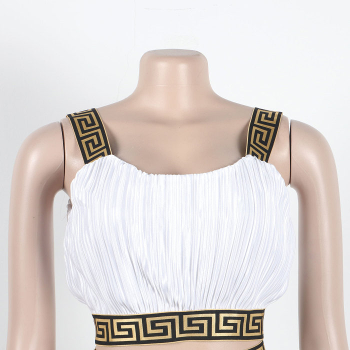 Pleated Ribbon Spliced Cami Top and Shorts Set