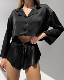 Short sleeved Top Shorts And Pajamas set