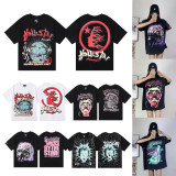 2024 Summer Retro Front and Back Printed Cotton Loose Fit Short Sleeve T-shirt Unisex Couple's Fashion