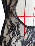 Women Sexy Lace Sleeve Crop Jumpsuit