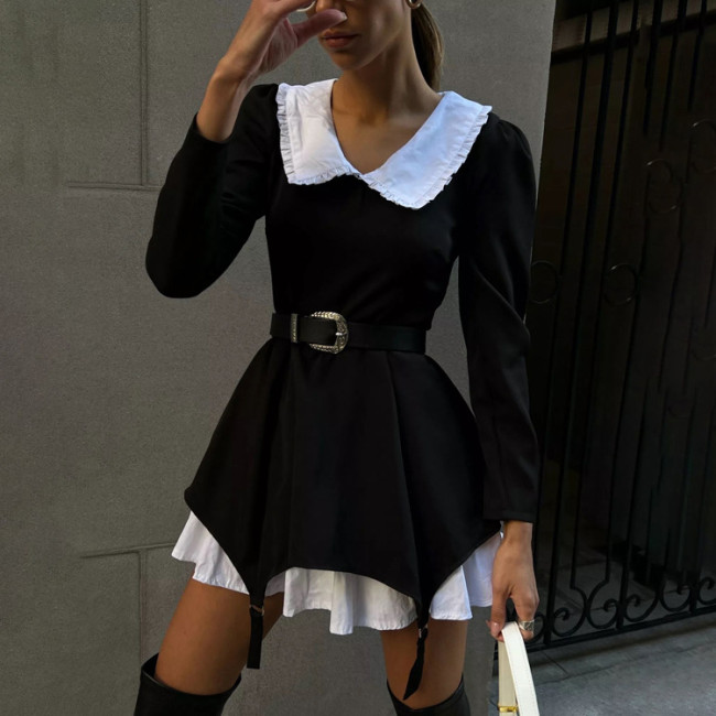 Unique Design Long Sleeve Doll Collar Dress