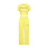 Sports Leisure Printed letter T-shirt Top Two-piece Set