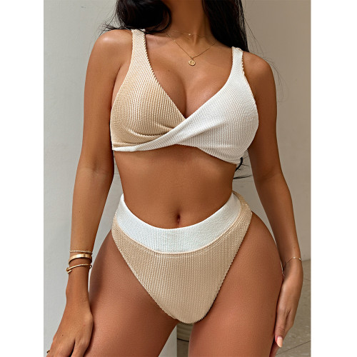 High-waisted Sexy Color Block Bikini Swimsuit for Women