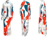 Fashionable Casual Loose Printed Shirt Dress