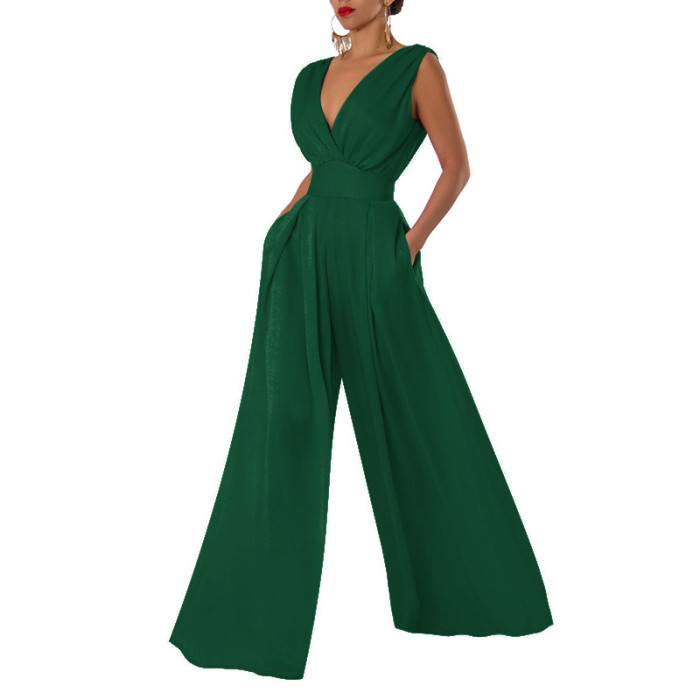 Sculpting High-Waisted Slimming Jumpsuit with Straight Wide-Leg Pants