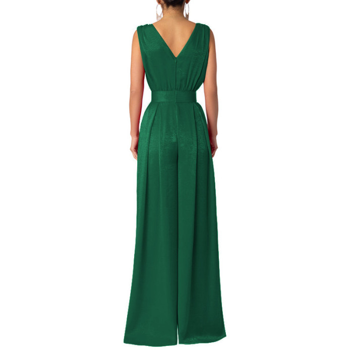 Sculpting High-Waisted Slimming Jumpsuit with Straight Wide-Leg Pants