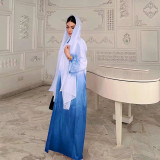 Solid Color Gradient Stylish Feather Abaya Two-Piece Dress