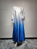 Solid Color Gradient Stylish Feather Abaya Two-Piece Dress
