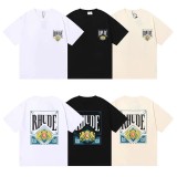 RHUDE Poker Card Round Neck Versatile Short Sleeve Loose Fit Cotton T-shirt