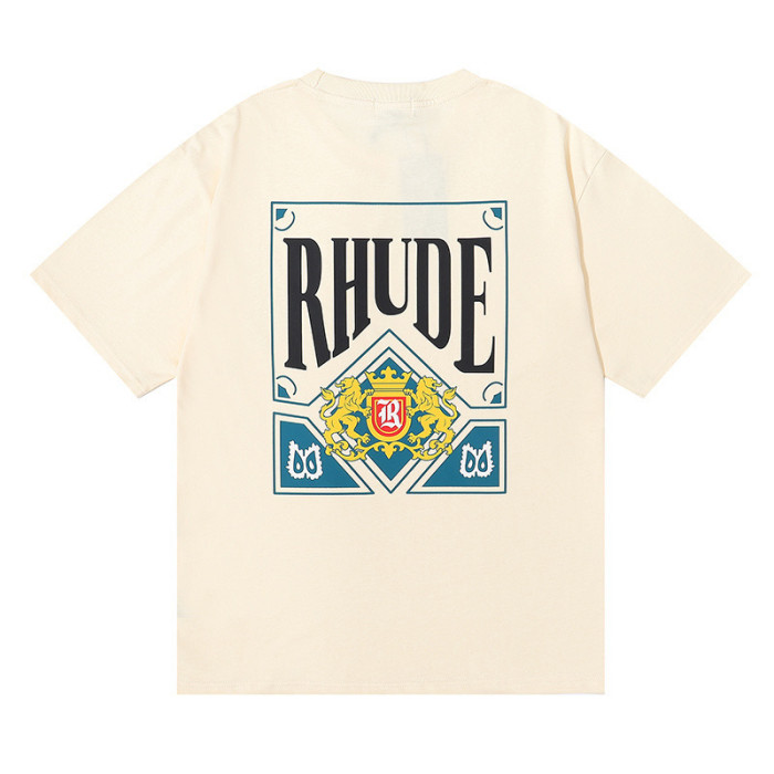 RHUDE Poker Card Round Neck Versatile Short Sleeve Loose Fit Cotton T-shirt